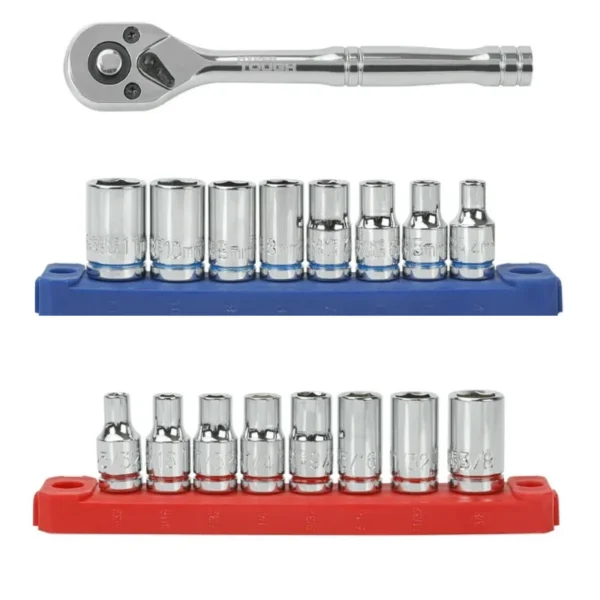 19 Piece 1/4 inch Drive Ratchet and Socket Set